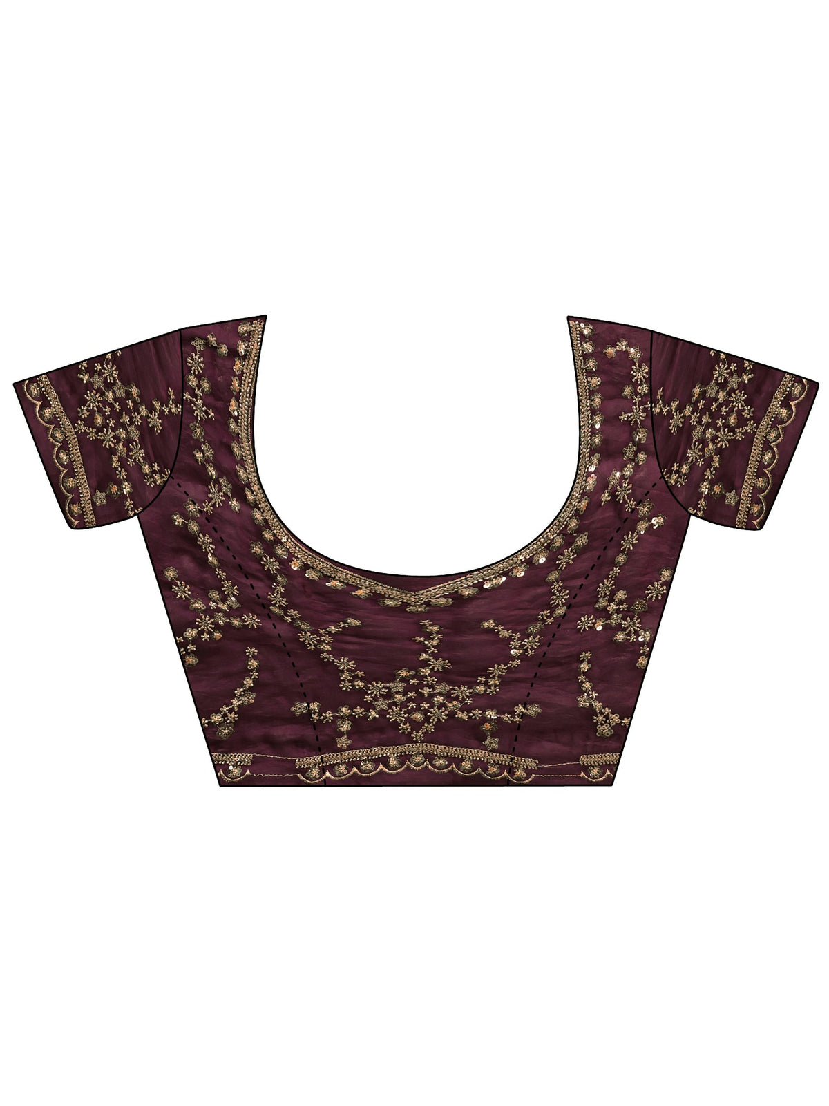 Libas Art Burgundy Embellished Tissue Saree
