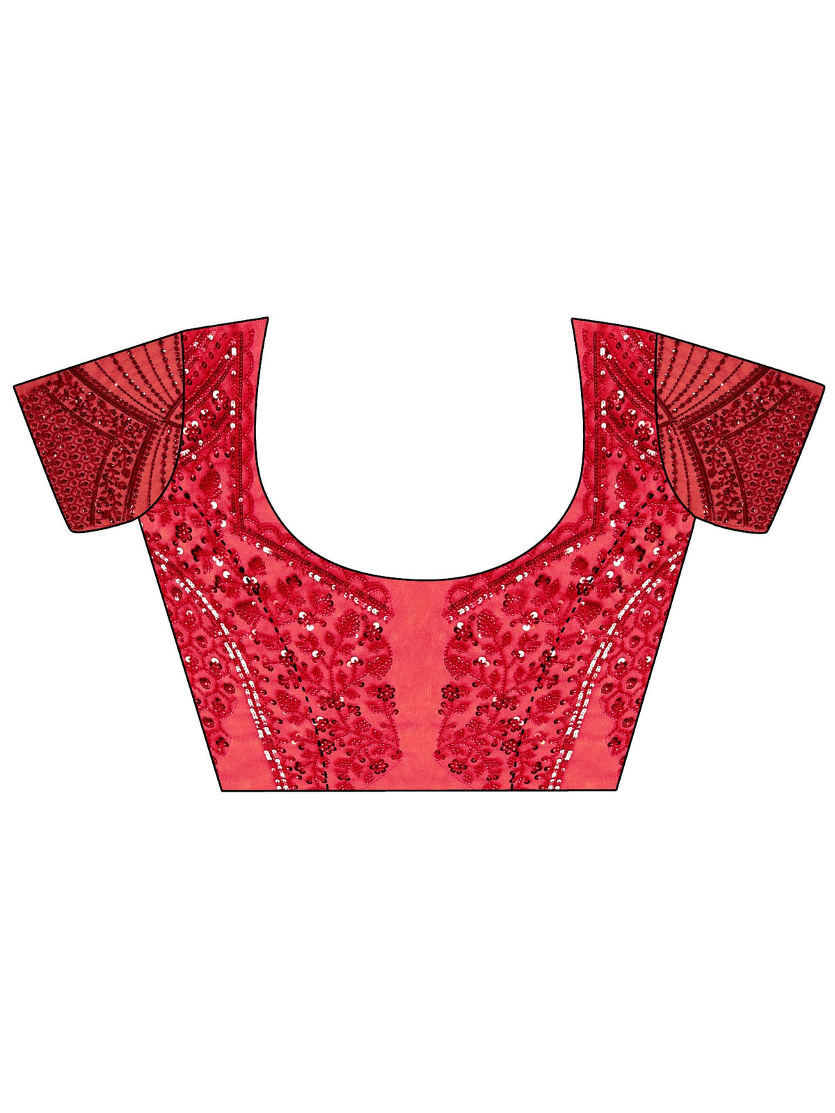 Libas Art Ruby Red Floral Embellished Net Saree