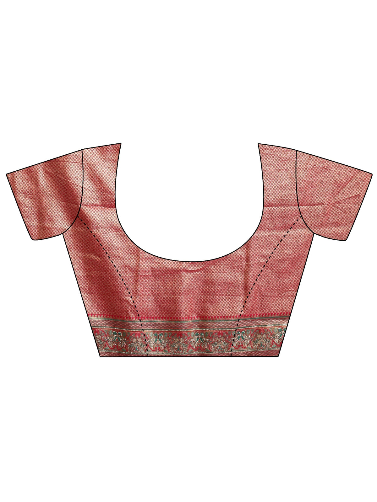 Libas Art Peach Pink Floral Woven Design Silk Blend Saree