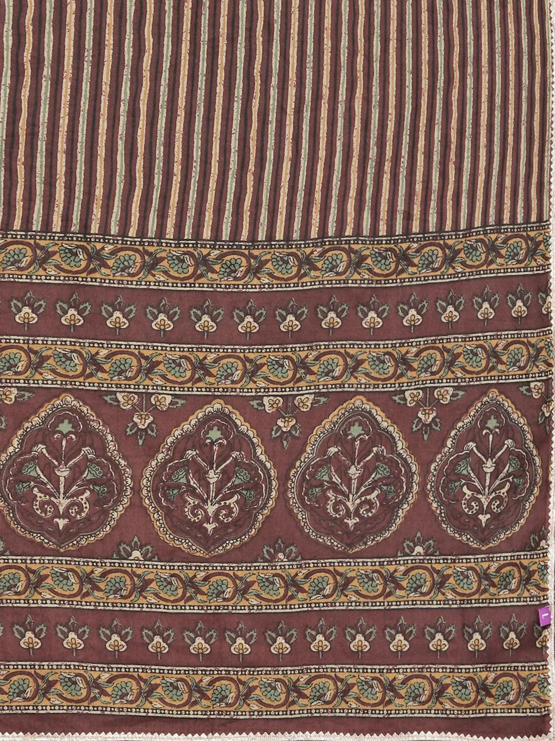 Libas Brown Printed Cotton Straight Suit With Dupatta