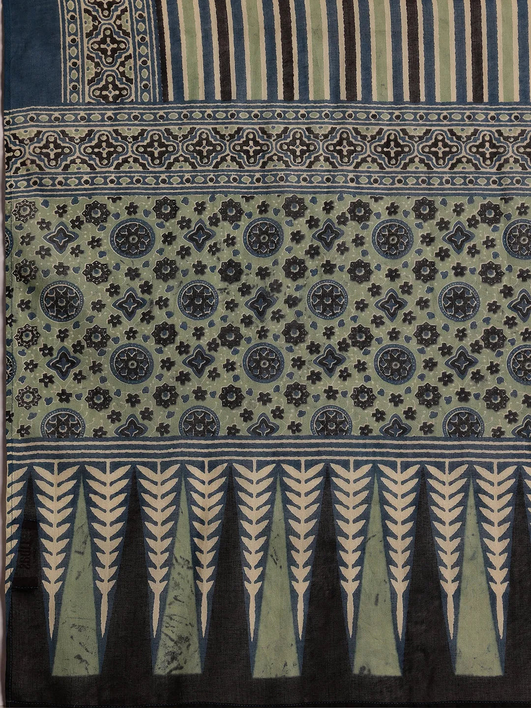 Libas Blue Printed Cotton Straight Suit With Dupatta