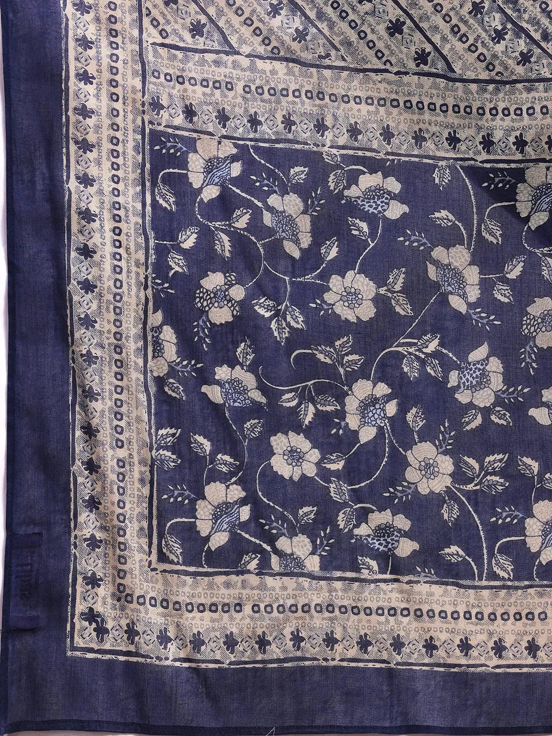 Libas Blue Printed Cotton Straight Suit With Dupatta
