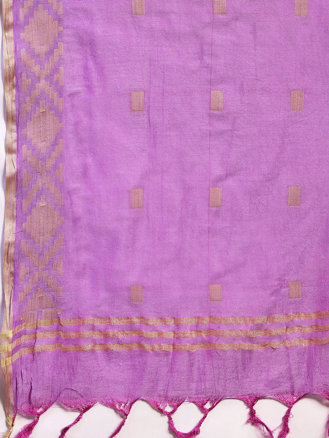 Gerua Purple Woven Design Chanderi Silk Straight Suit With Dupatta