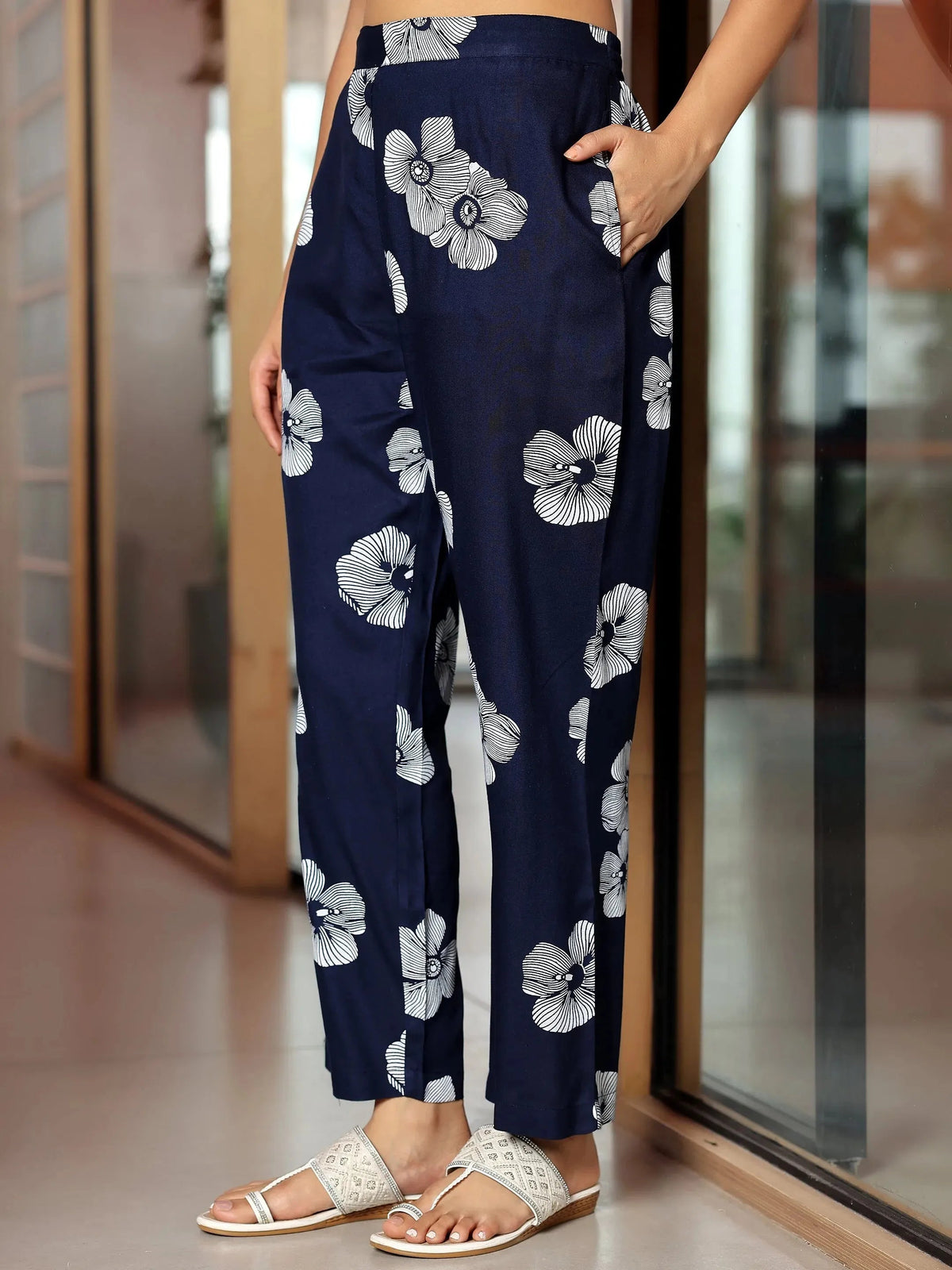 Libas Blue Printed Rayon Co-Ords