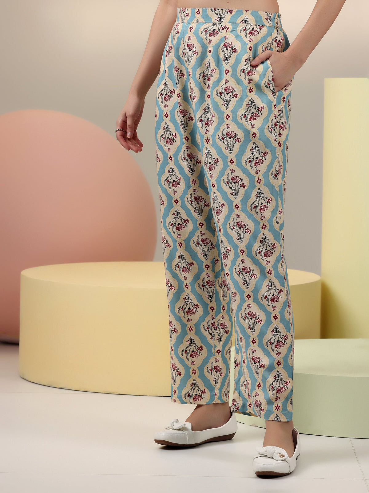 Libas Blue Printed Rayon Co-Ords