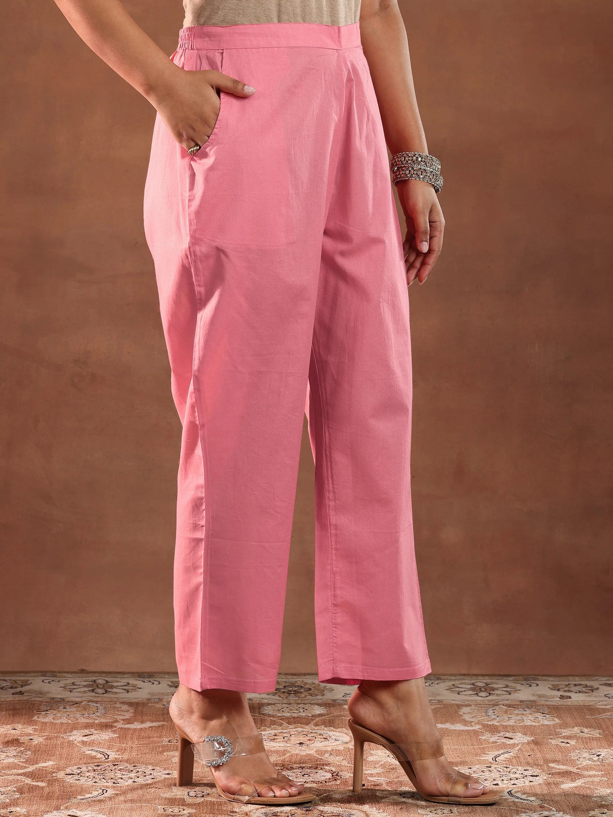 Libas Coral Yoke Design Chanderi Silk Straight Suit With Dupatta