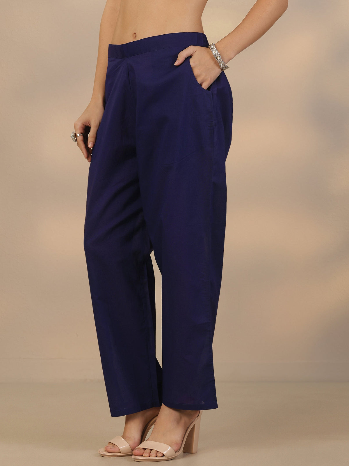 Libas Blue Embroidered Silk Blend Straight Suit Set With Dupatta