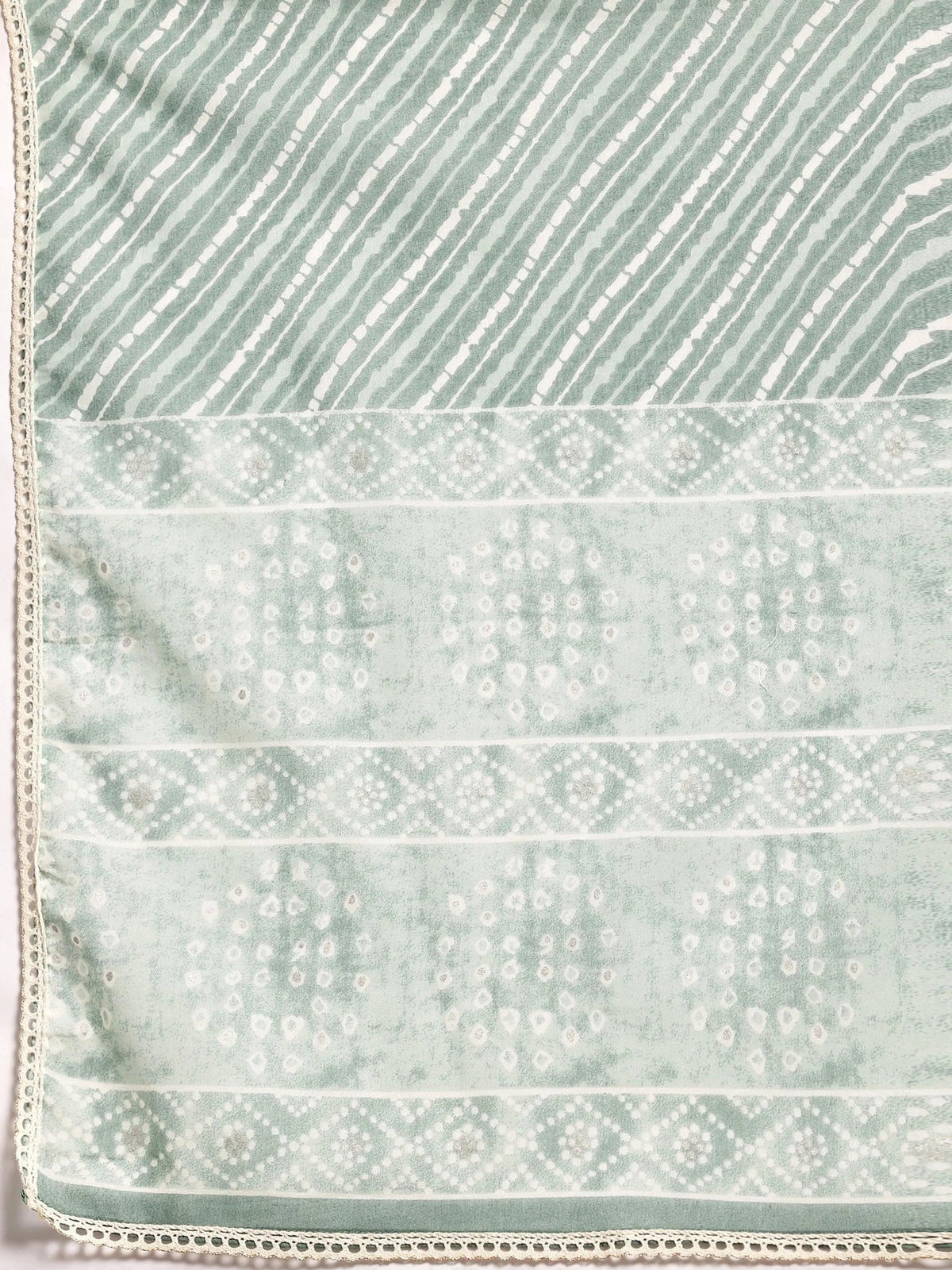 Libas Green Printed Cotton A-Line Kurta With Palazzos & Dupatta