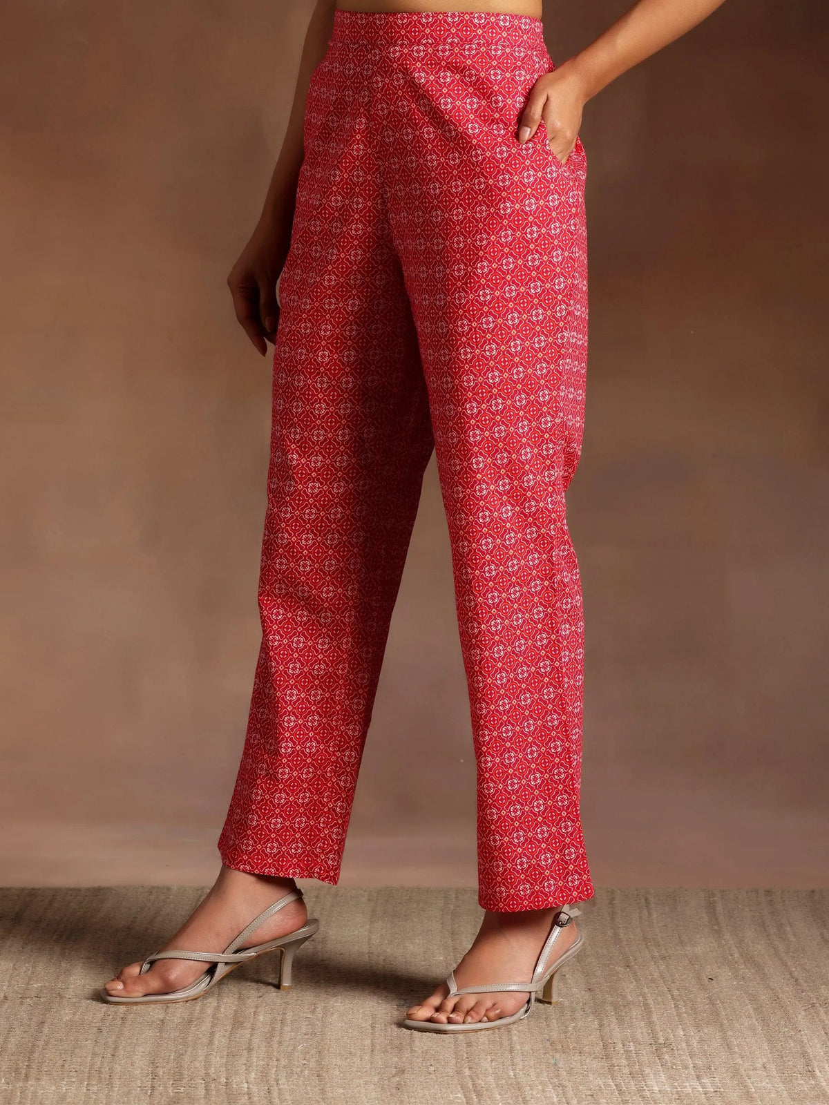 Libas Naghma Pink Printed Cotton A-Line Kurta With Palazzos