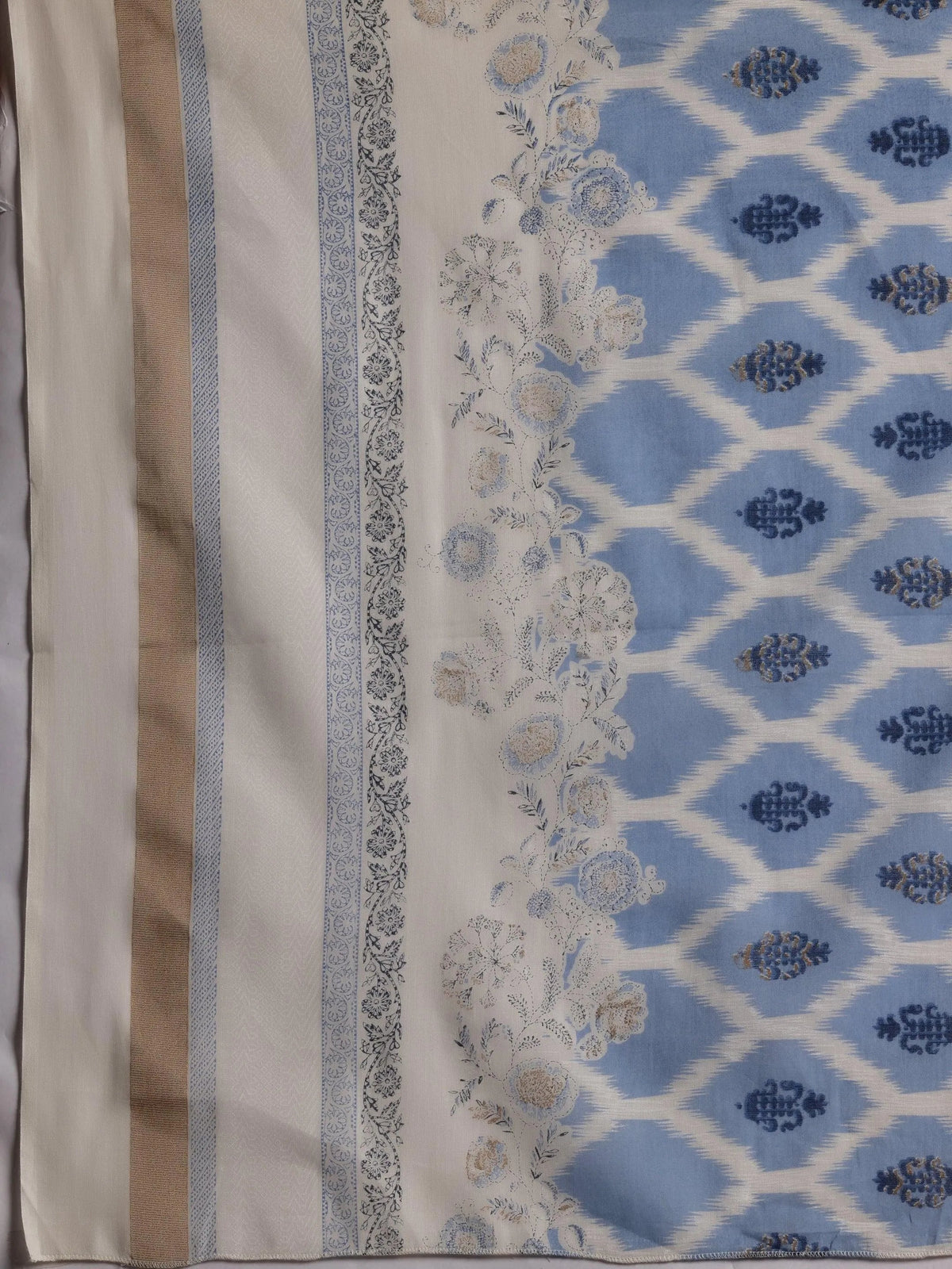 Libas Gauhar White Printed Cotton A-Line Kurta With Salwar & Dupatta