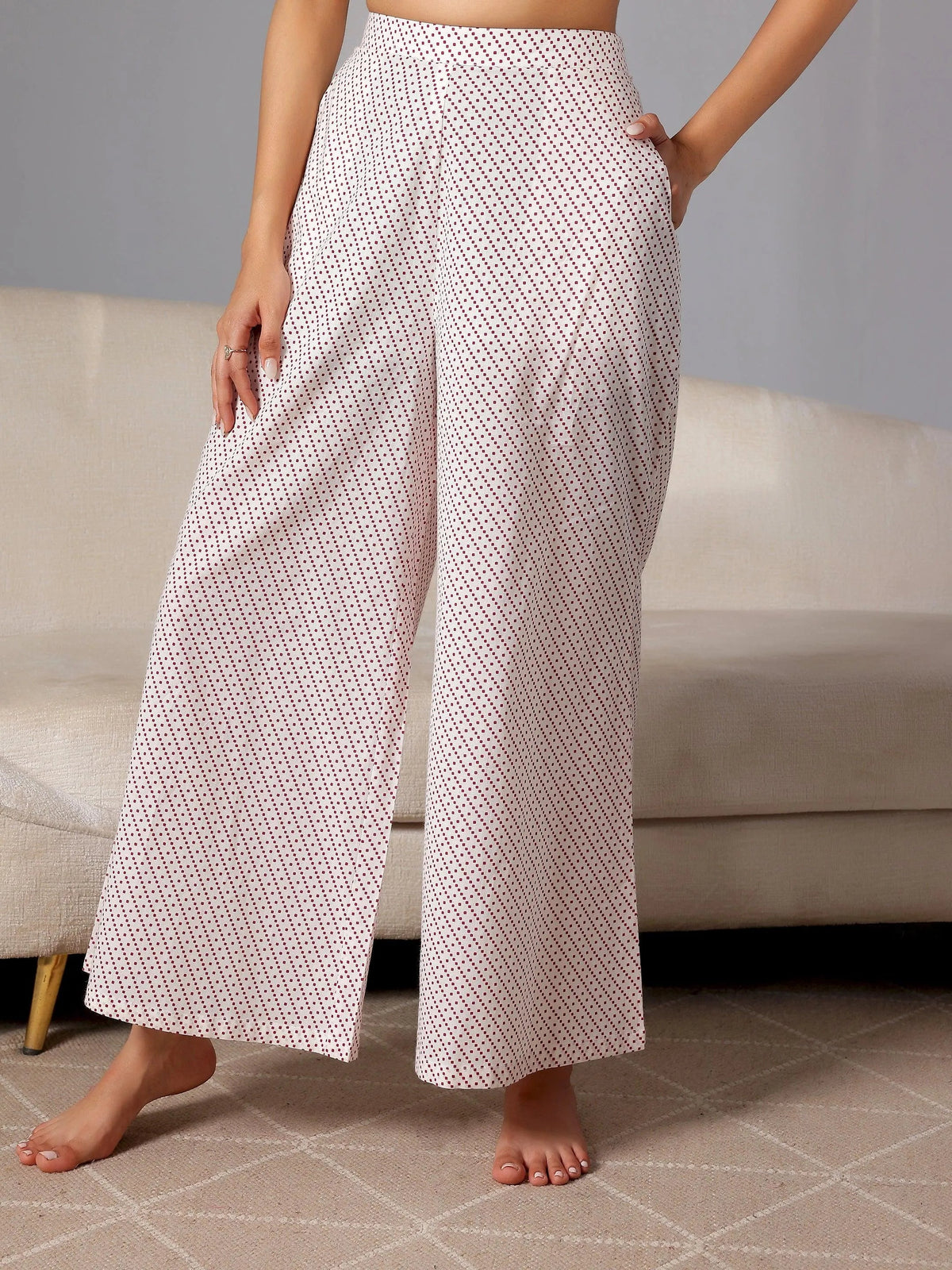 Libas Cream Printed Cotton Night Suits