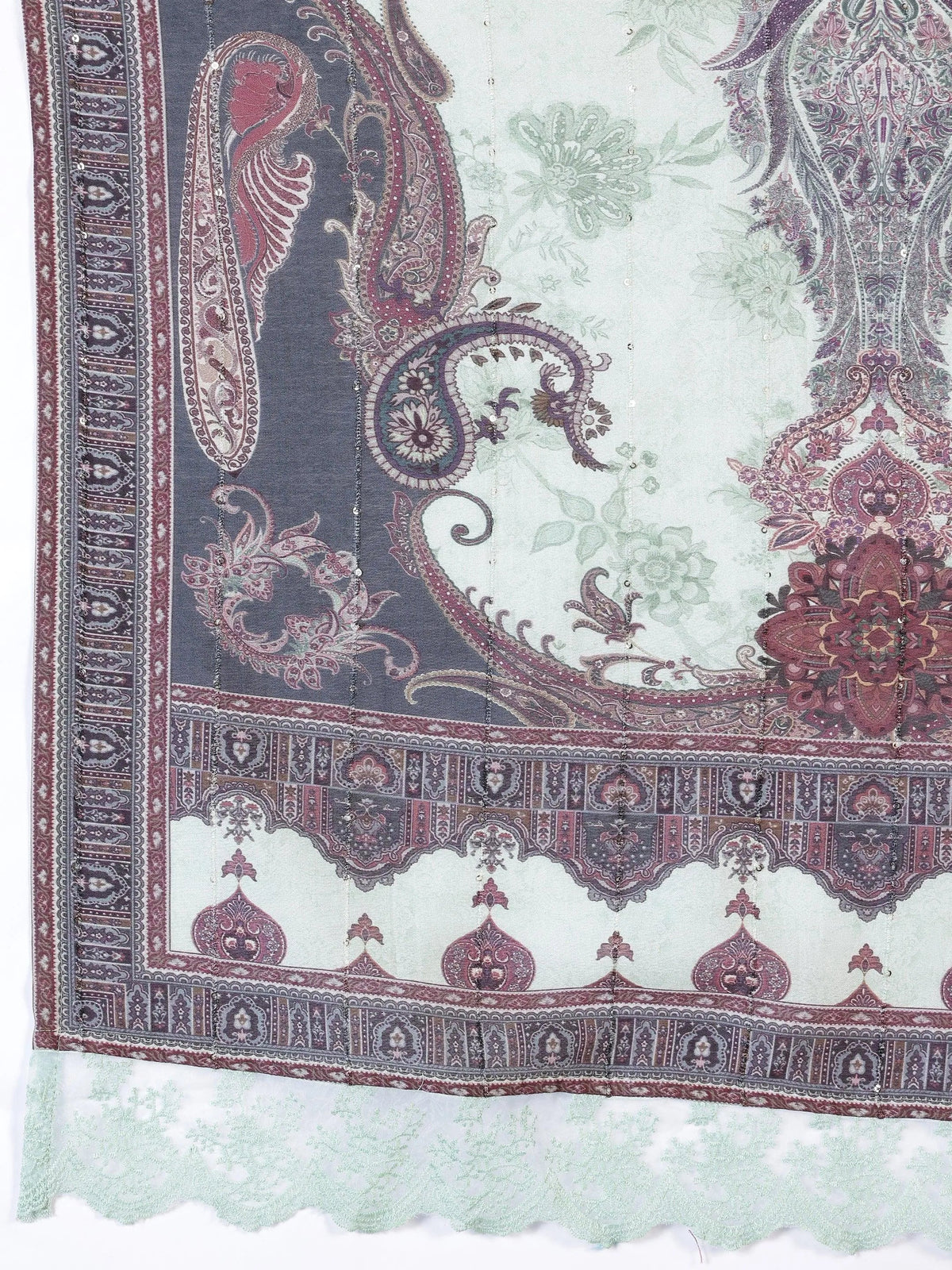 Libas Green Printed Silk Blend Pakistani Suit