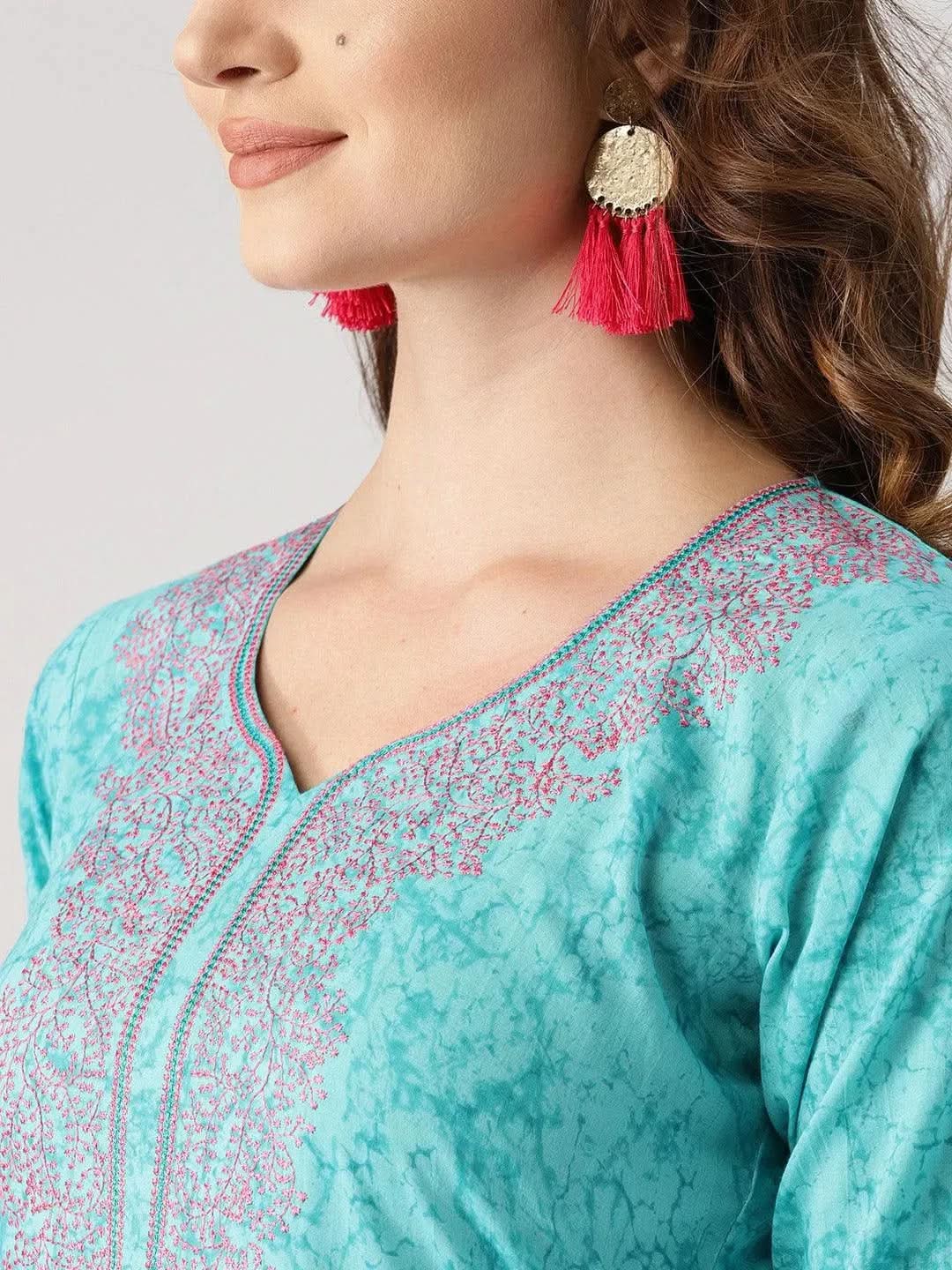 Libas Blue Woven Design Cotton Kurta