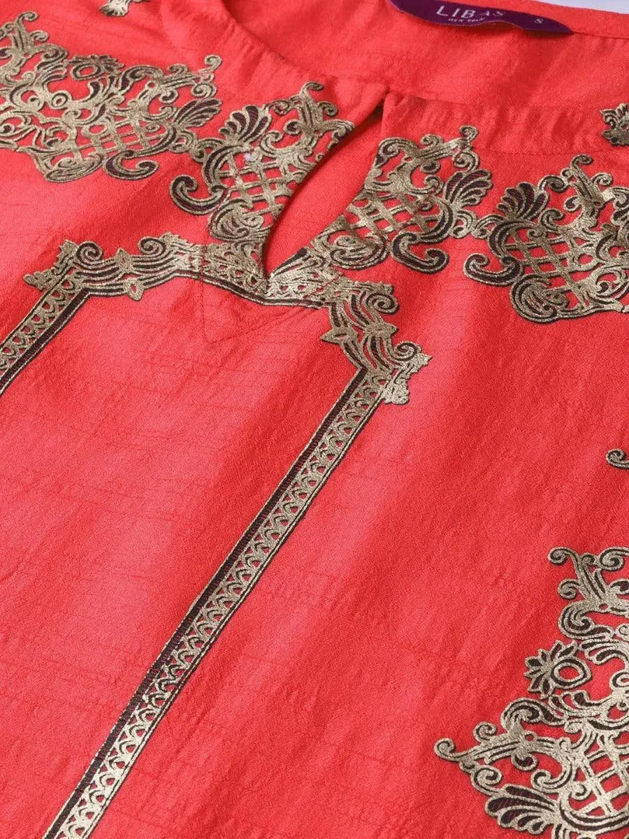 Libas Coral Self Design Chanderi Kurta