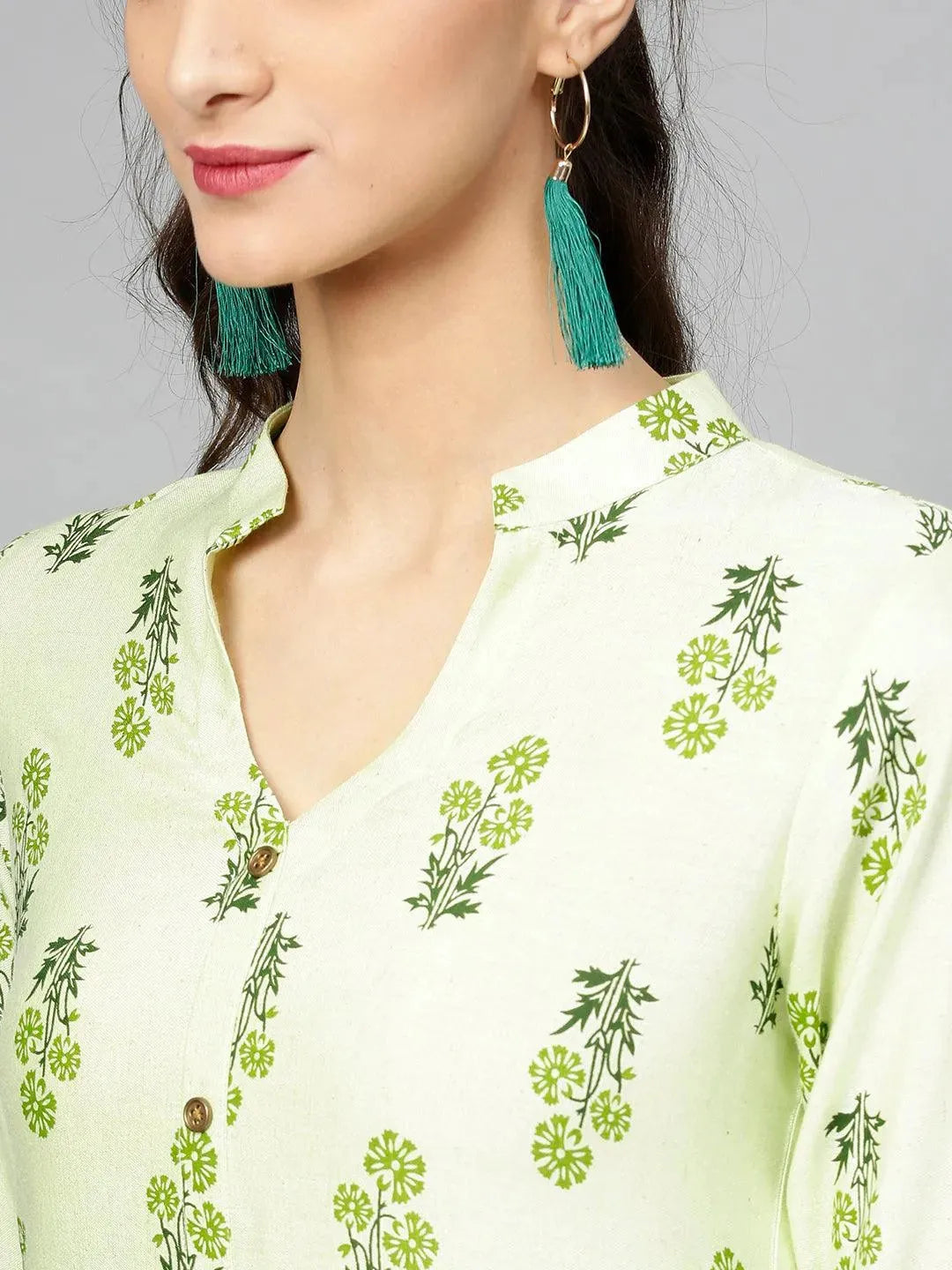 Libas Green Printed Cotton Kurta