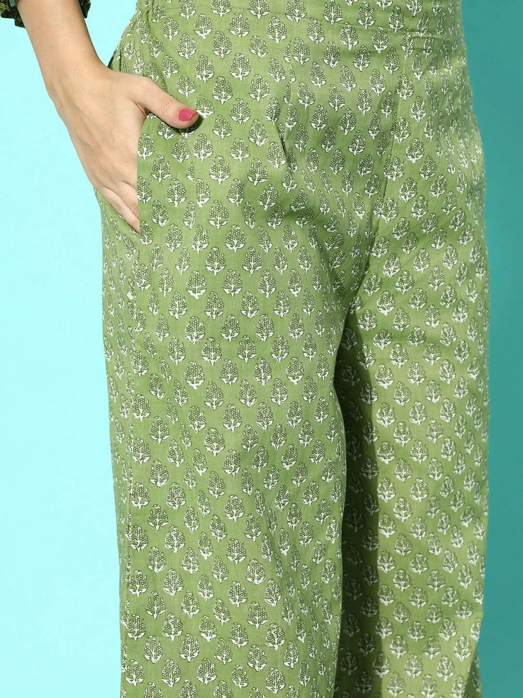 Libas Green Printed Cotton Night Suit