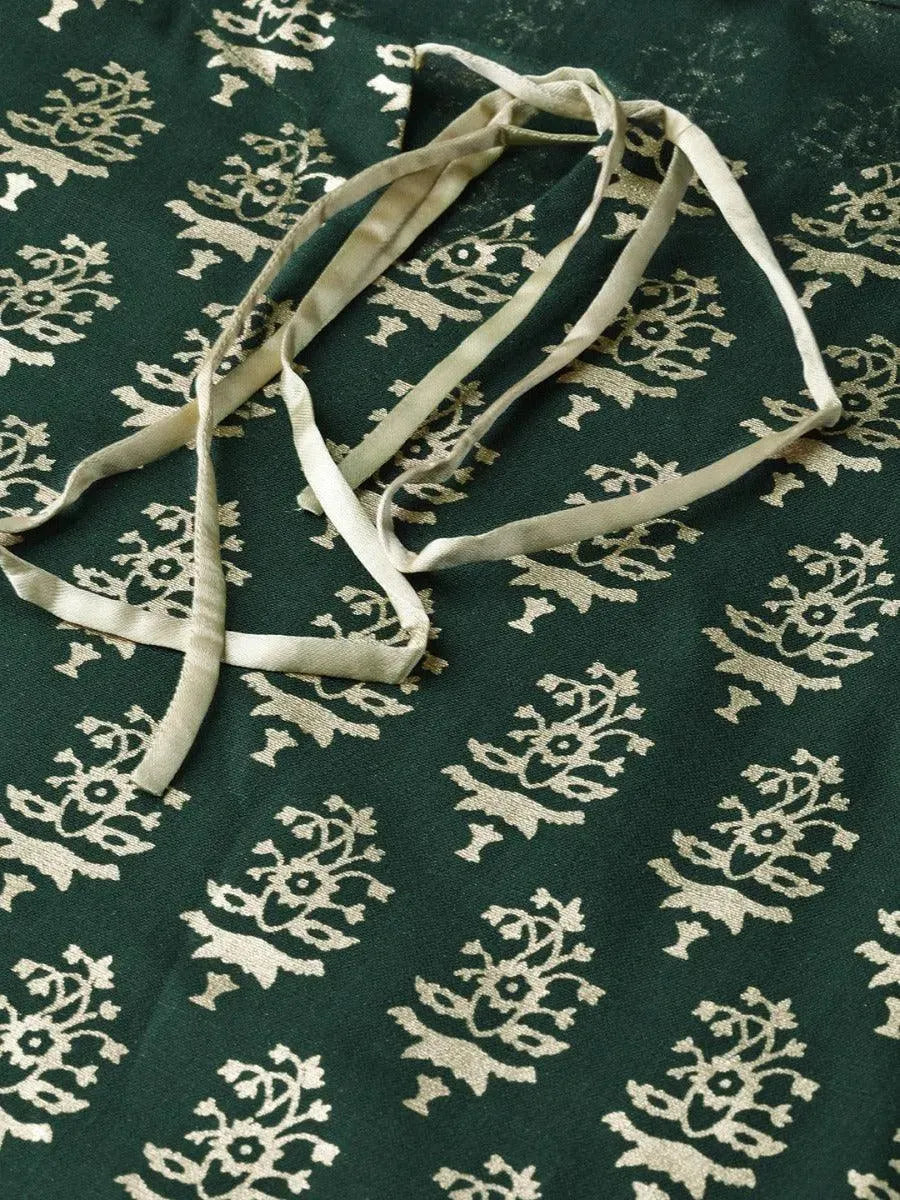 Libas Green Printed Cotton Straight Kurta With Palazzos