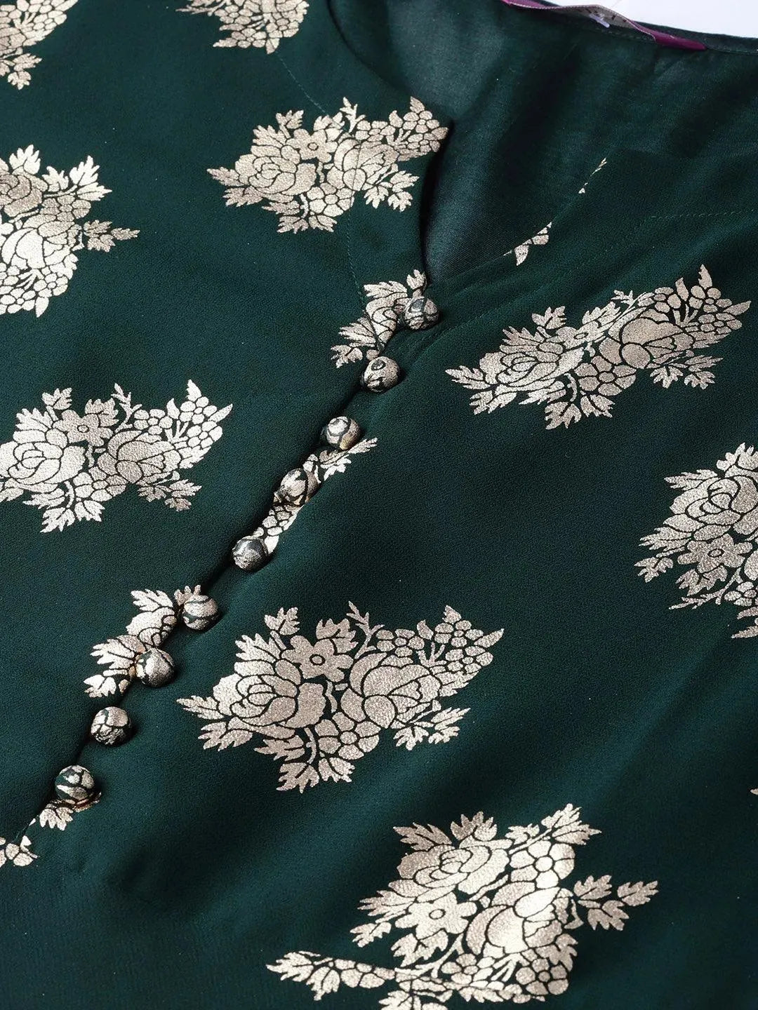 Libas Green Printed Georgette Anarkali Kurta With Stole