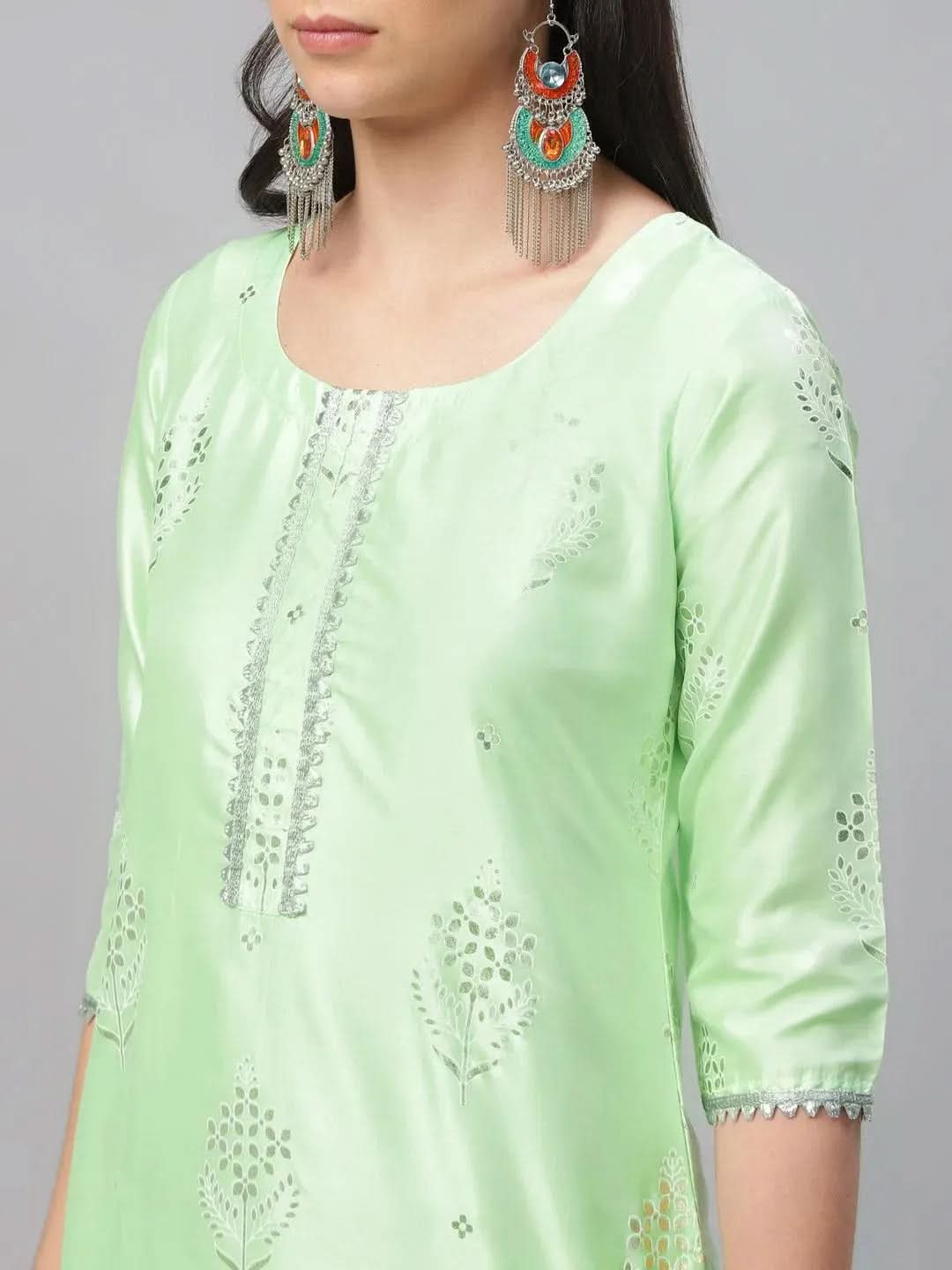 Libas Green Printed Shantoon Kurta