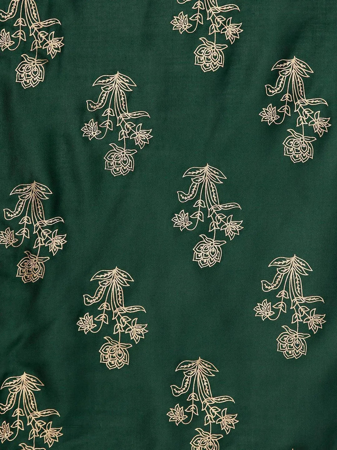 Libas Green Solid Silk Straight Kurta With Palazzos & Stole