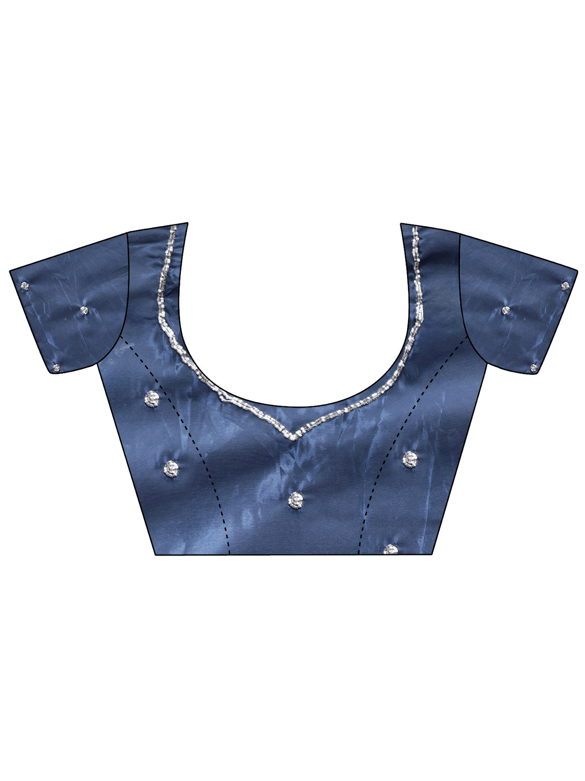 Libas Midnight Blue Floral Embroidered Silk Blend Saree