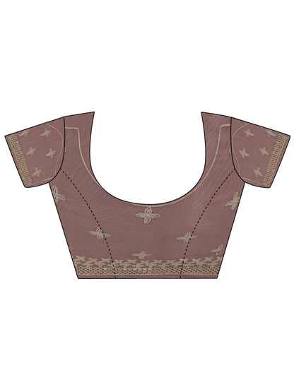 Libas Mauve Mirror Work Embellished Tissue Saree