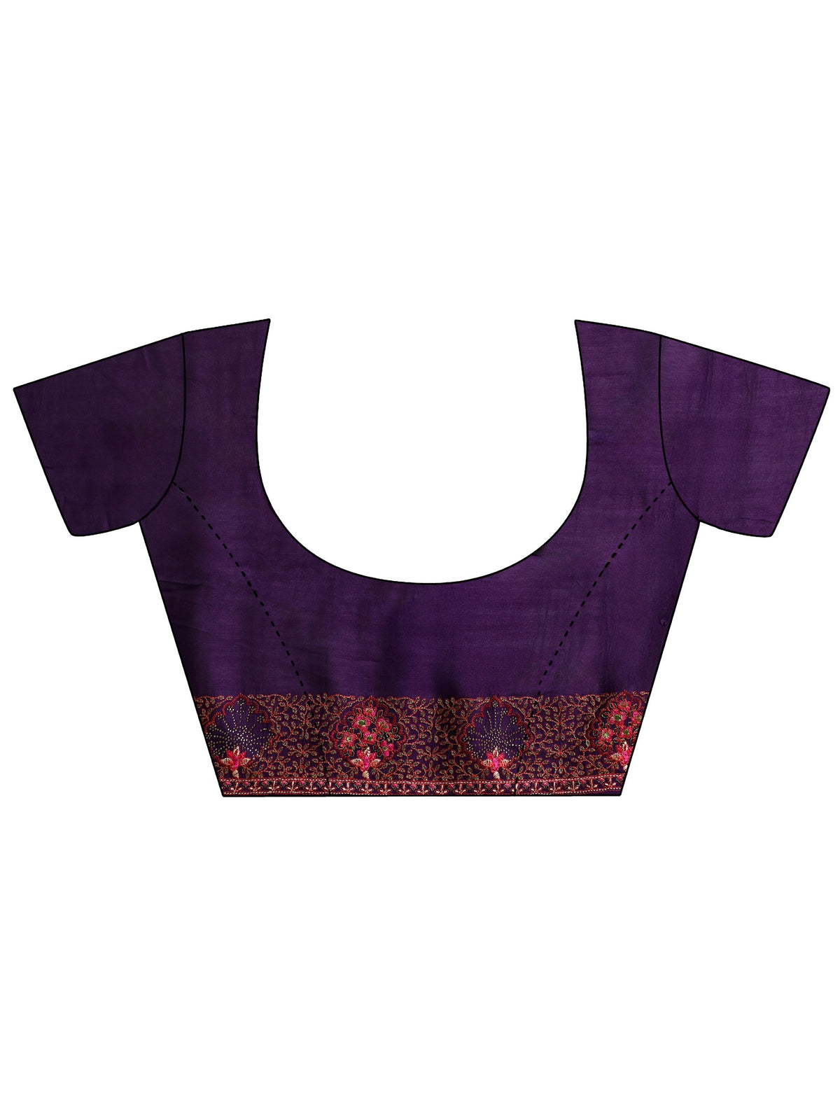 Libas Purple Paisley Embroidered Silk blend Saree