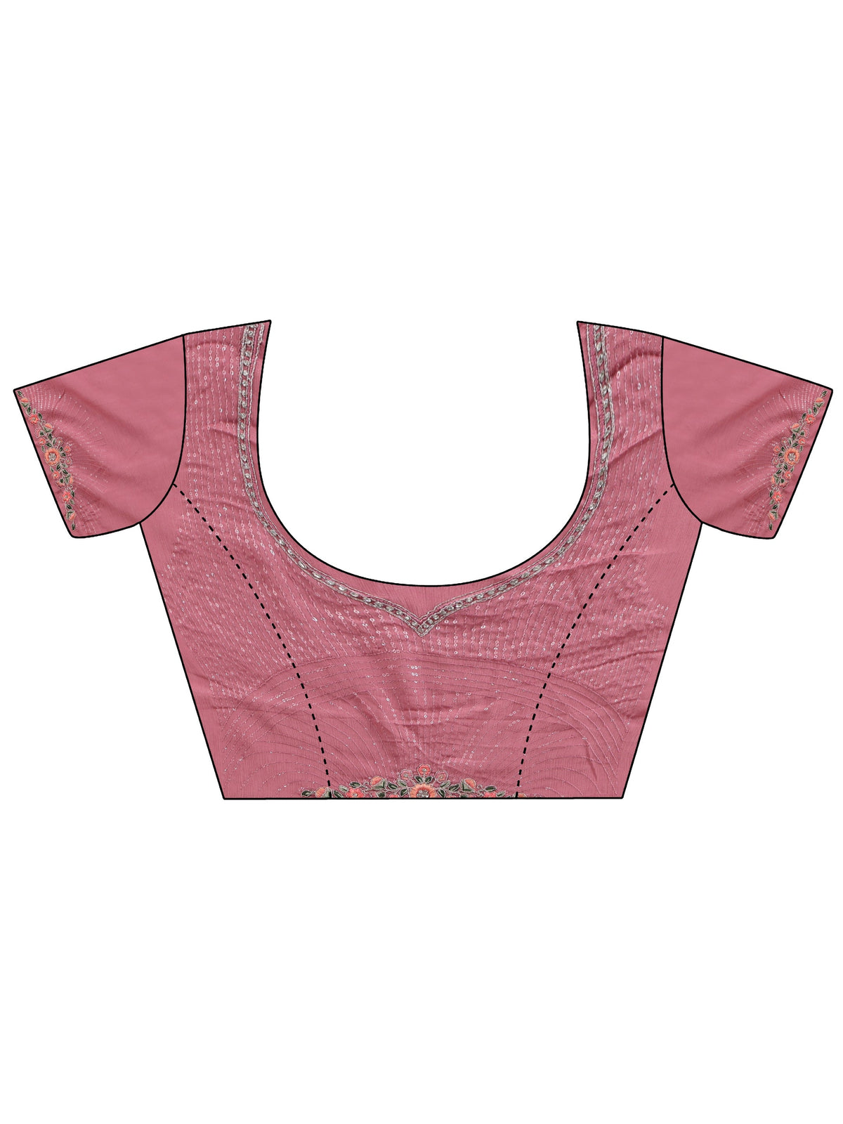 Libas Dusty Rose Pink Sequin Embellished Chiffon Saree with Floral Border