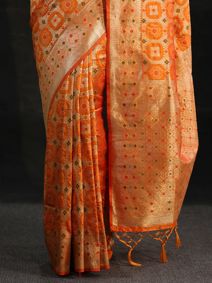 Libas Mustard Banarasi Silk Blend Saree
