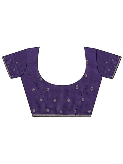 Libas Amethyst Purple Tissue Saree with Floral Embellishments