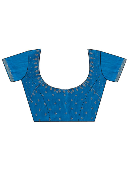 Libas Blue Solid Tissue Saree