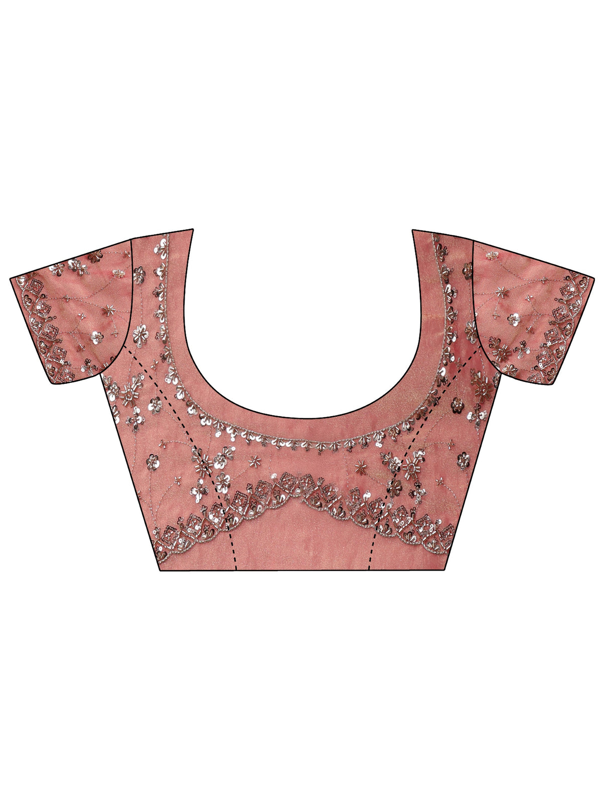 Libas Art Coral Pink Embellished Tissue Saree