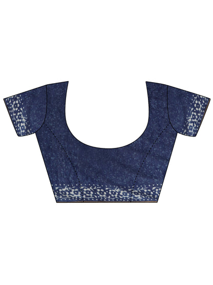 Libas Indigo Blue Dabu Print Cotton Saree