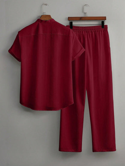Premium Maroon shirt & track Pent Co-ord set For Man -Lafabrila