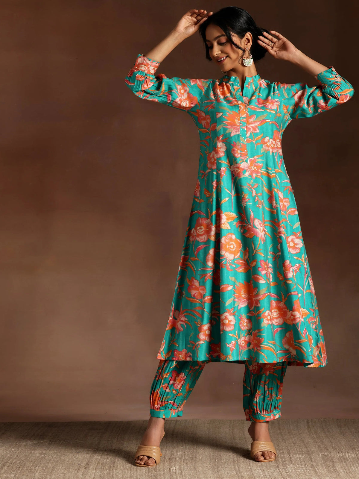 Gerua Blue Printed Silk Blend Co-Ords