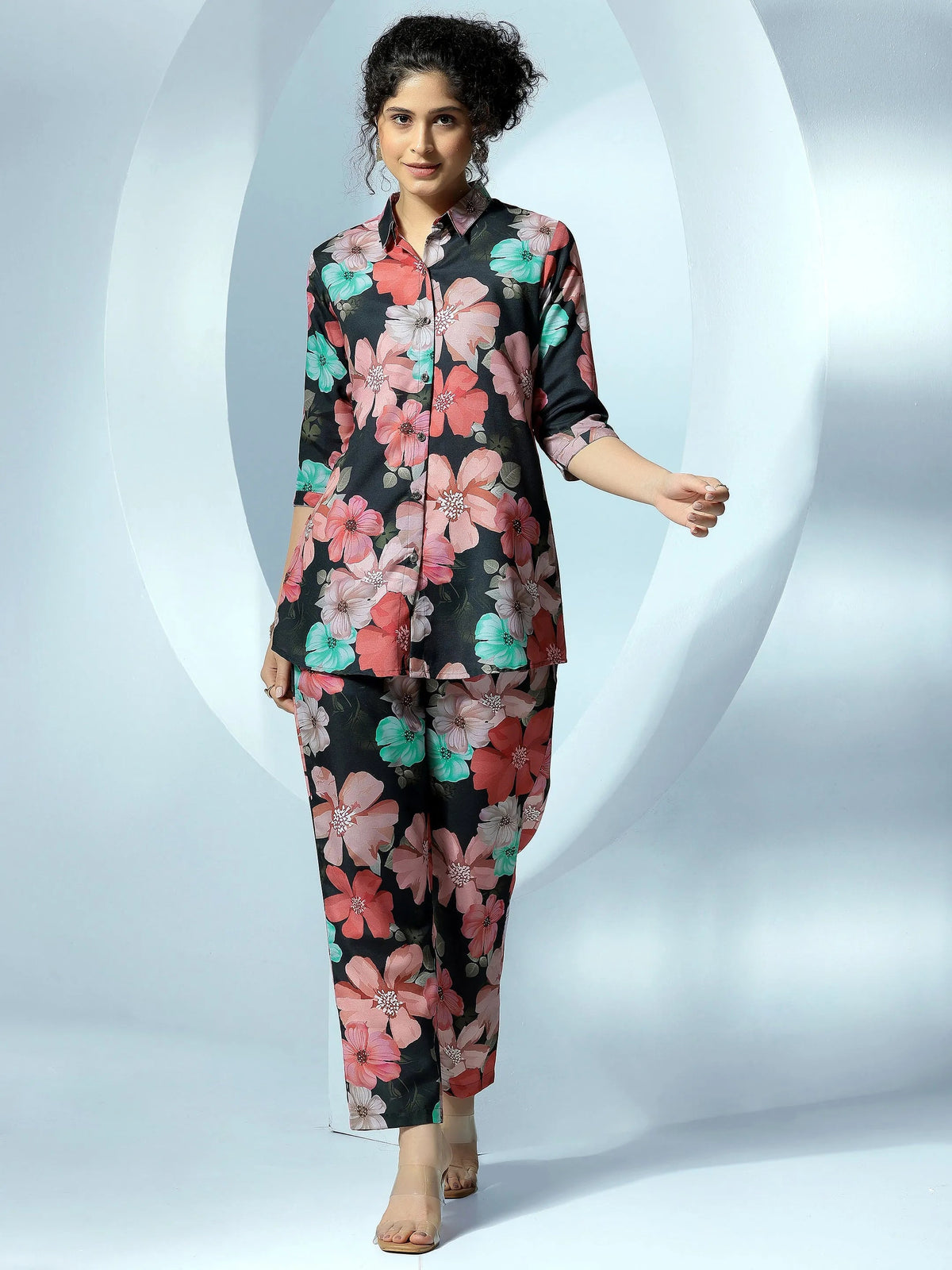 Libas Black Printed Cotton Blend Co-Ords