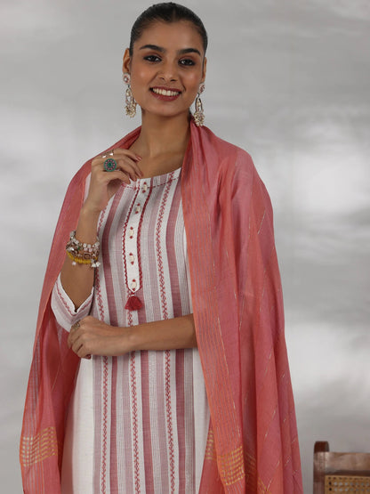 Gerua Off White Printed Cotton Blend Straight Suit With Dupatta