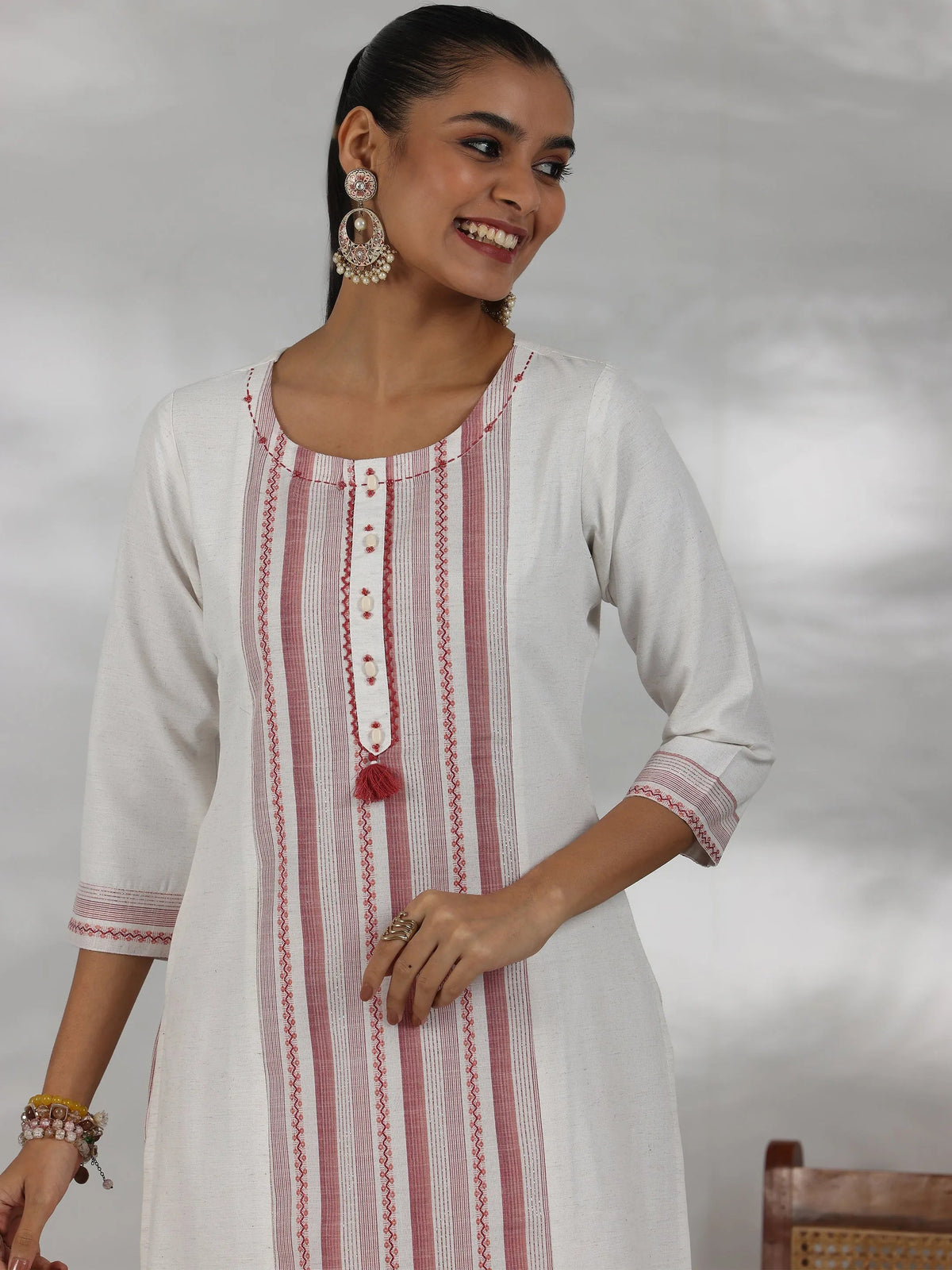Gerua Off White Printed Cotton Blend Straight Suit With Dupatta