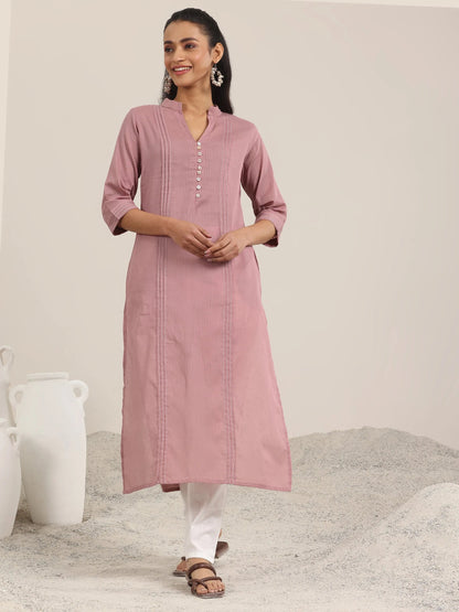 Libas Mauve Printed Cotton Straight Kurta