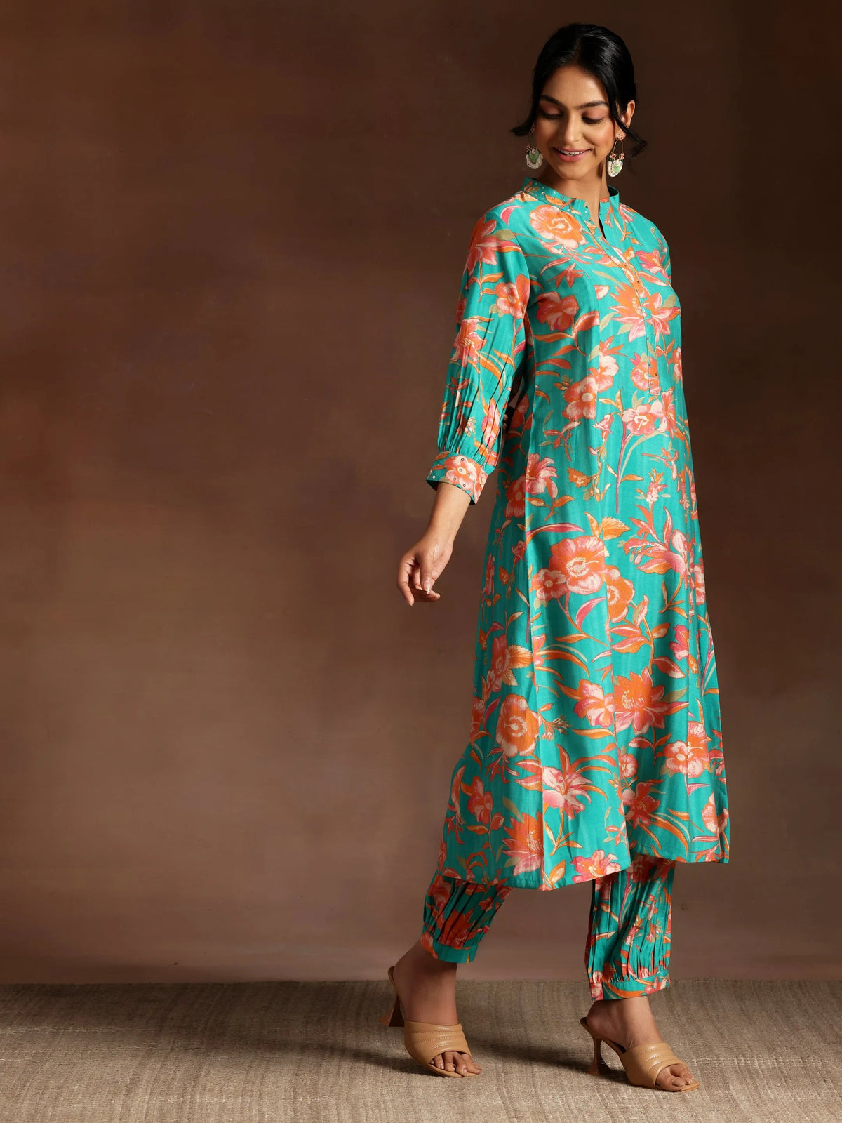 Gerua Blue Printed Silk Blend Co-Ords