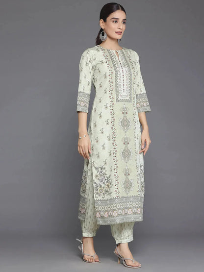 Libas Lemon Printed Poly Crepe Straight Suit With Dupatta