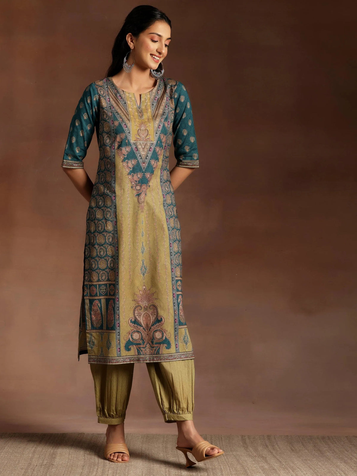 Libas Multicoloured Printed Crepe Straight Suit With Dupatta