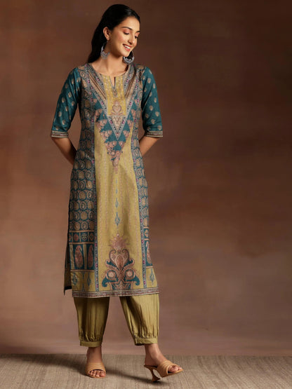 Libas Multicoloured Printed Crepe Straight Suit With Dupatta