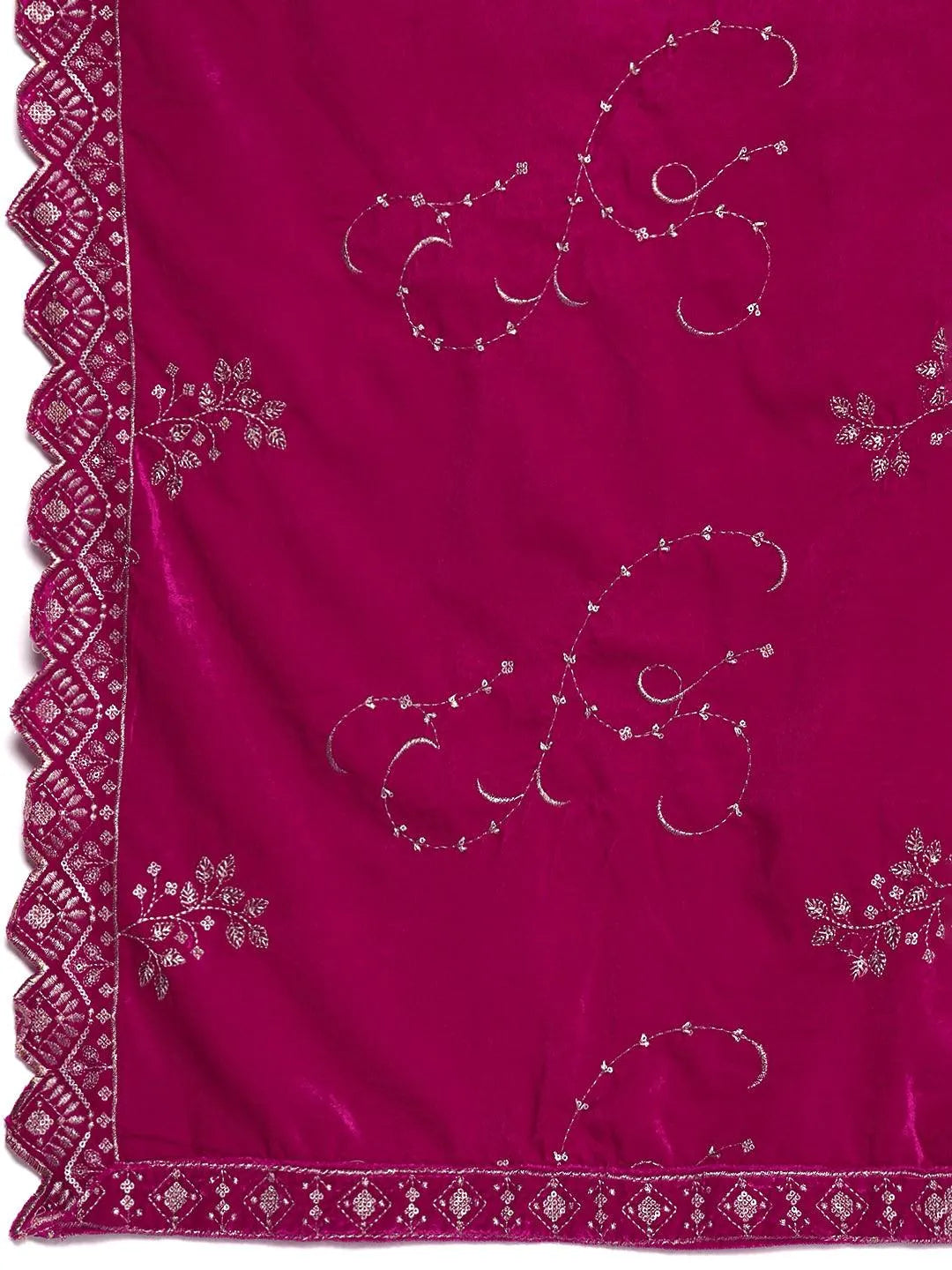 Libas Pink Solid Velvet Straight Suit With Dupatta