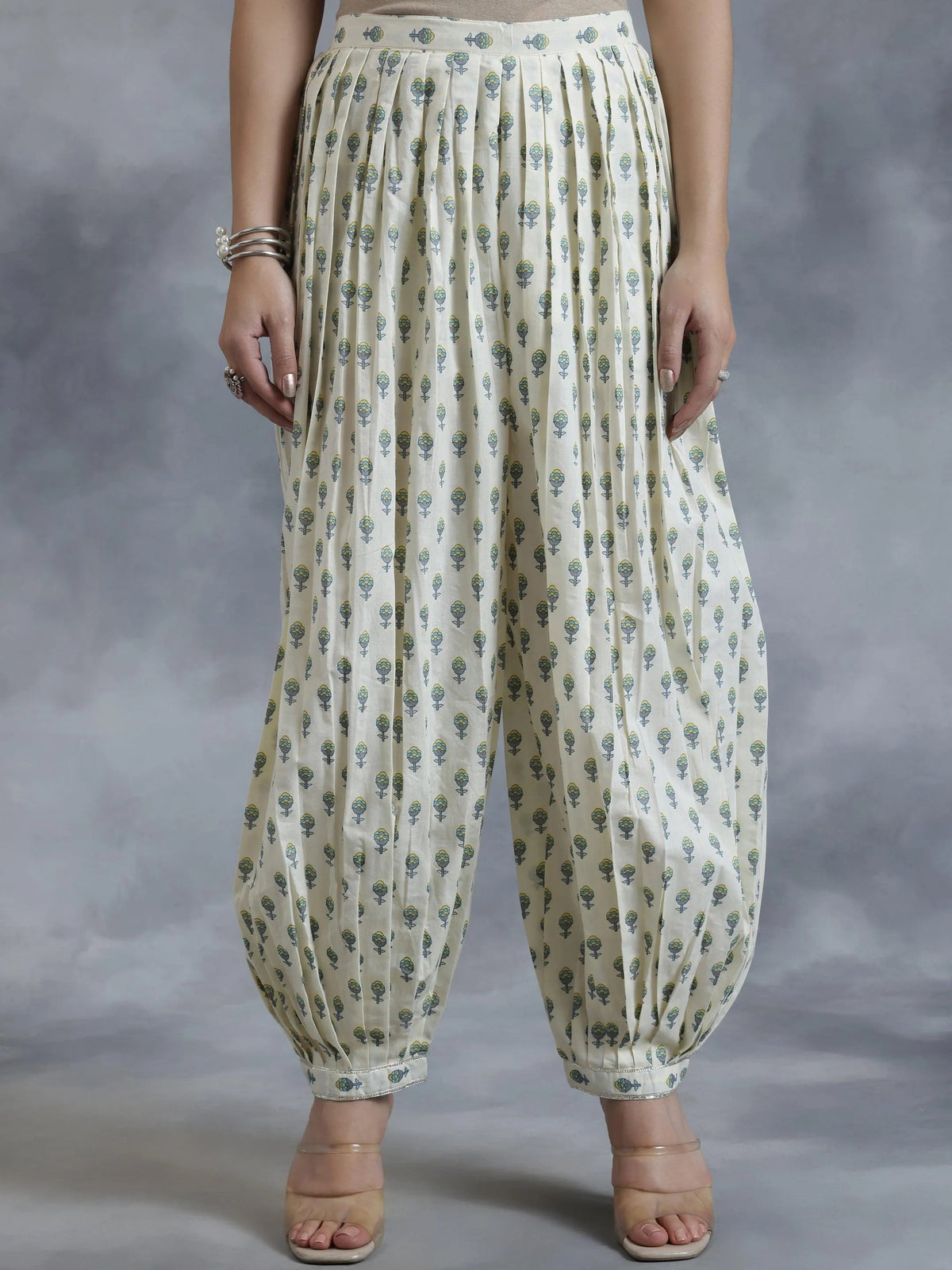 Libas Off White Printed Cotton Straight Suit With Dupatta