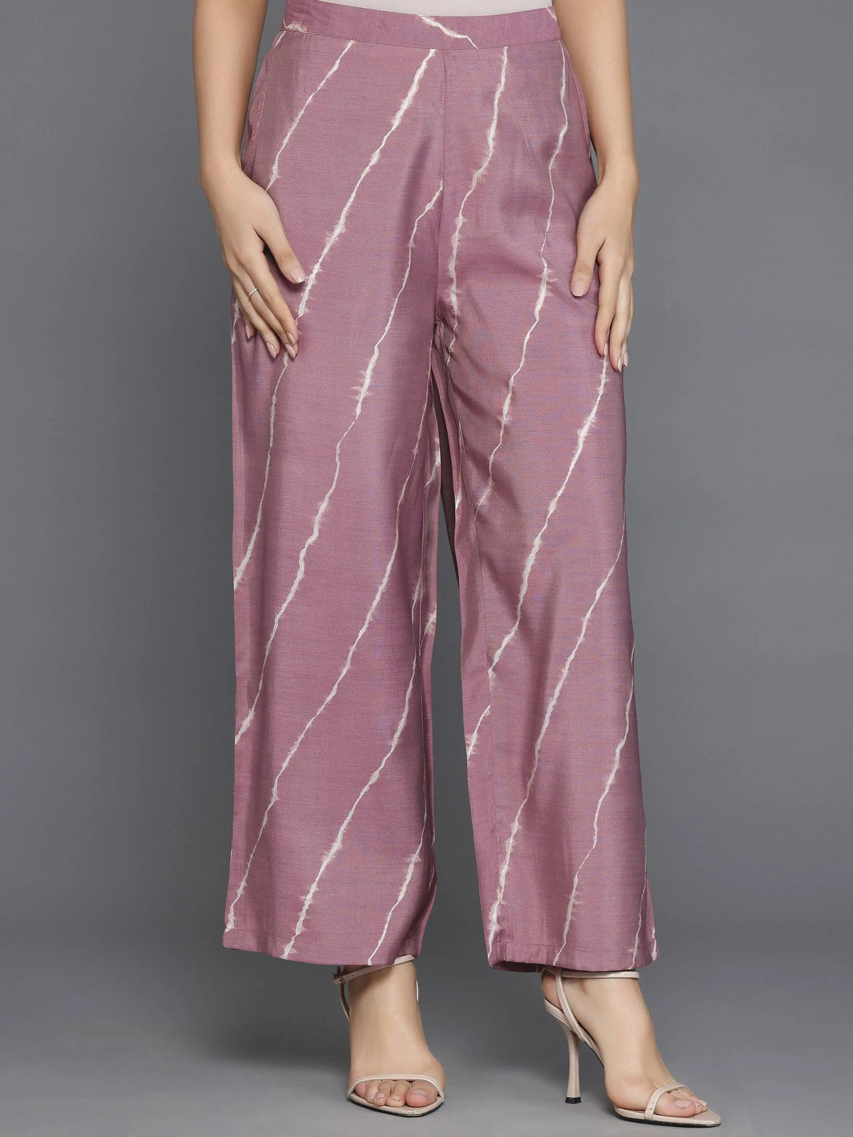 Libas Mauve Printed Silk Blend Straight Suit With Dupatta