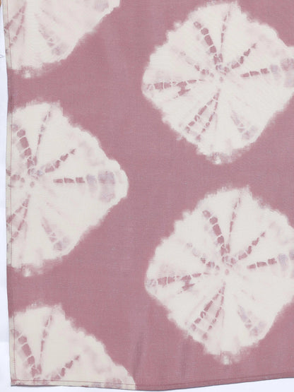 Libas Mauve Printed Silk Blend Straight Suit With Dupatta