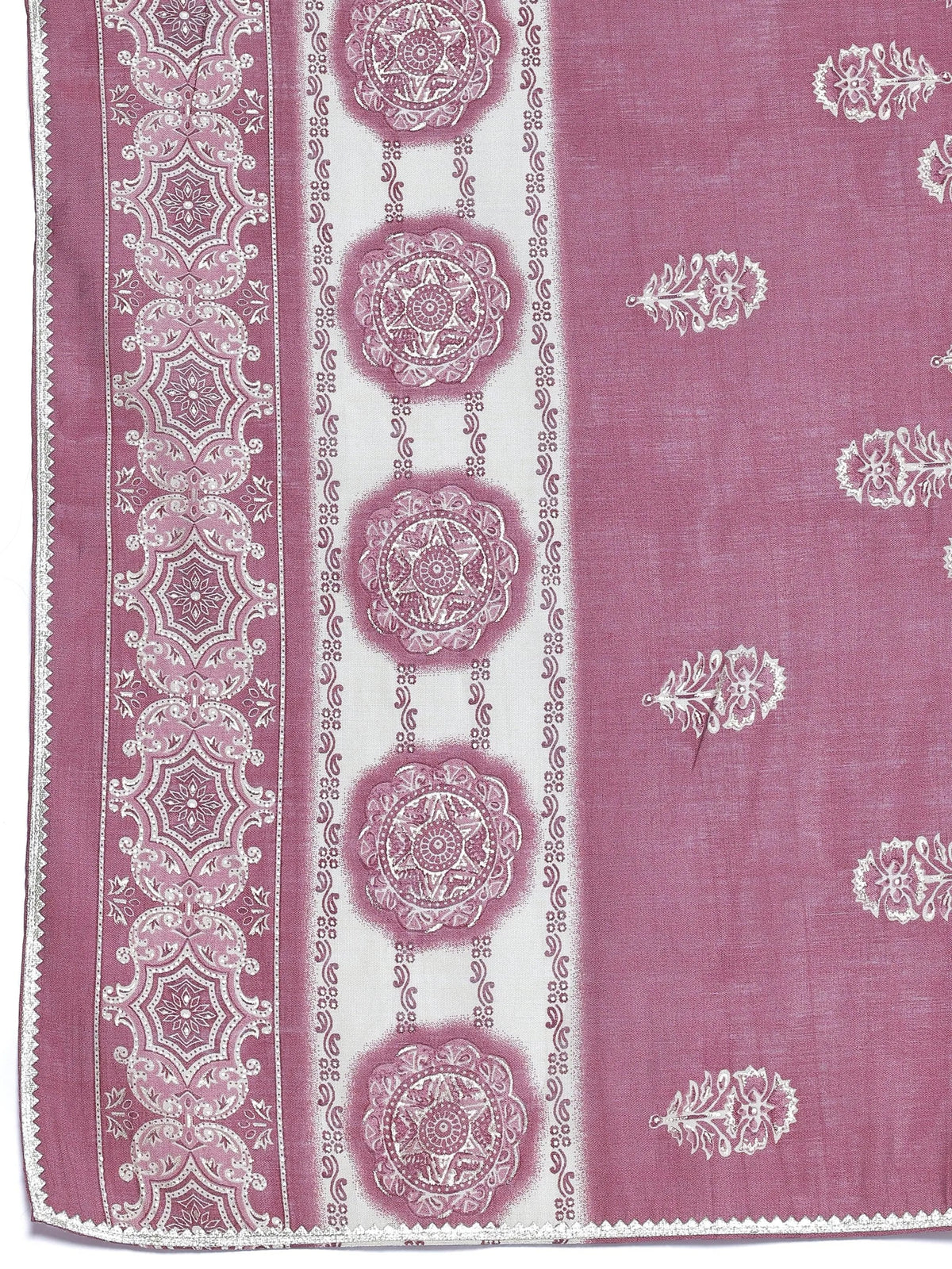 Libas Mauve Printed Silk Blend Anarkali Suit With Dupatta