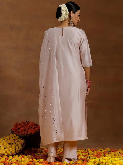 Gerua Light Pink Yoke Design Silk Blend Straight Suit With Dupatta