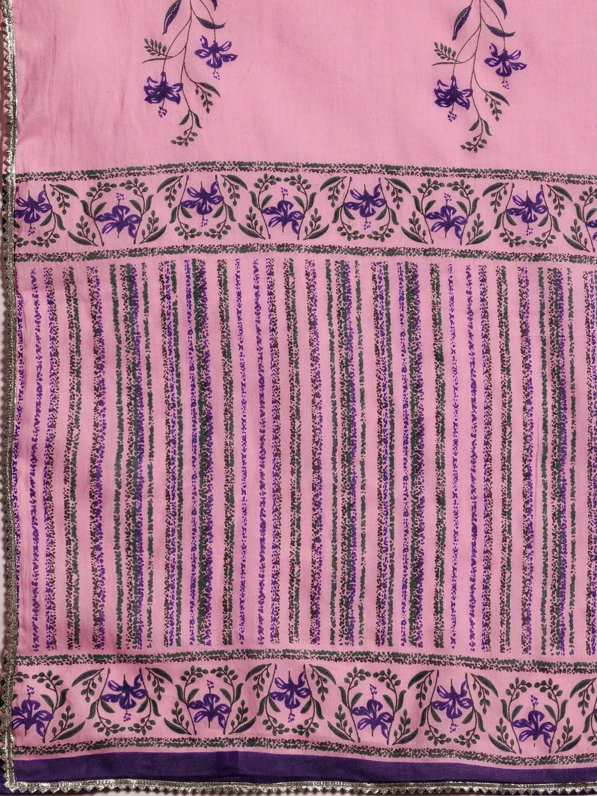 Libas Pink Printed Cotton Anarkali Suit With Dupatta